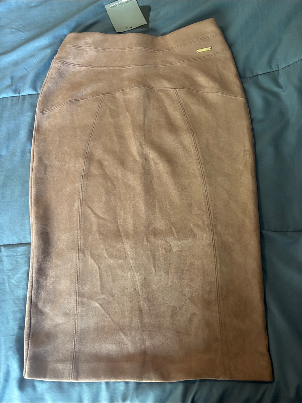 Marc New York Women’s Brown like suede leather Pencil Skirt sz xs run s/ m nwt
